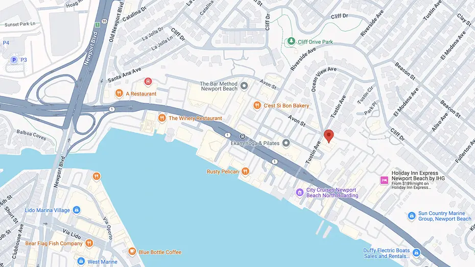 Google map of the Newport Beach studio